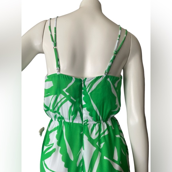New Lilly Pulitzer Jumpsuit Women Green White Tropical Fully Lined With PocketXS - Picture 6 of 16